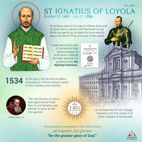 ~St. Ignatius of Loyola St Ignatius Of Loyola Art, Canva Layout Ideas, Ignatian Spirituality, Saint Ignatius, Ignatius Of Loyola, St Ignatius Of Loyola, Catholic Artwork, Saints Quotes, Spiritual Direction