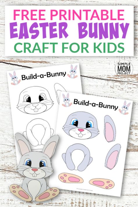 Looking for an easy Easter bunny craft to do with your kids this Spring? Use our free printable Easter bunny template to build your own Easter bunny craft! This cute DIY Easter bunny craft is perfect is perfect for Sunday school, kindergarten, preschool or first grade class! #EasterBunny #EasterBunnyCrafts #BuildaBunny #BunnyCrafts #EasterCrafts #SimpleMomProject Bunny Rabbit Crafts, Simple Mom Project, Felt Easter Crafts, Easter Bunny Craft, Easter Bunny Template, Easter Crafts Preschool, Sunday Activities, Easter Crafts For Toddlers, Bunny Craft