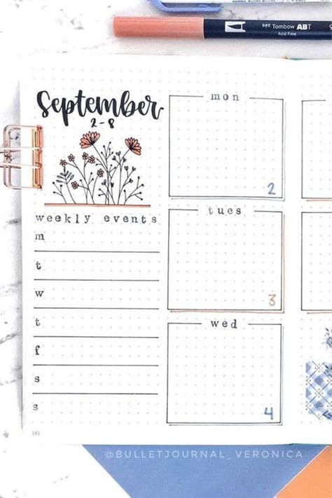 35+ Best September weekly spread ideas for bullet journals #weeklyspread #bulletjournalspreads September Weekly Spread, Bullet Journal Week, Weekly Spread Ideas, Bullet Journal September, Bullet Journal For Beginners, Bullet Journal Paper, Polygon Art, Bullet Journal Weekly Spread, Bullet Planner