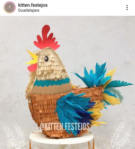 Rooster Birthday Party Ideas, Chicken Pinata, Chicken Birthday Party Ideas, Chicken Birthday Party, Tech Theatre, Chicken Birthday, Diy Pinata, Boy Baby Shower Themes, Farm Birthday