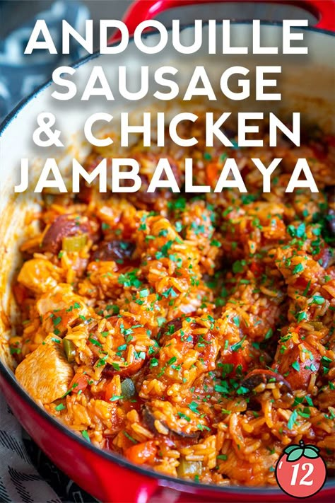 Andouille Sausage and Chicken Jambalaya | 12 Tomatoes Andouille Sausage Recipe, Recipe With Andouille Sausage, Chicken Sausage And Peppers, Jambolia Recipe, Chicken Sausage And Potatoes, Meals With Andouille Sausage, Recipes Using Andouille Sausage, Andouille Sausage And Chicken Recipes, Andouille Sausage Jambalaya