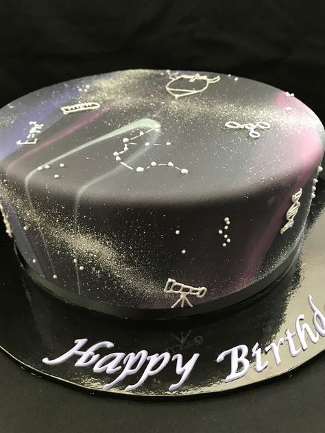 Galaxy cake. Physics themed Www.facebook.com/Allsortscakessydney Physics Themed Cake, Space Themed Cakes, Physics Cake, Teachers Day Cake, Planet Cake, 11 Birthday, Galaxy Cake, Funny Birthday Cakes, Teacher Birthday