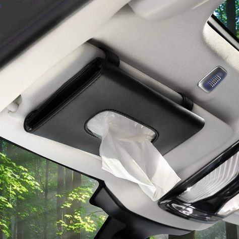 SEMBEM Tissue Box Holder for Car, Car Tissues Holder, Car Napkin Case, Hanging Paper Towel Clip, PU Leather Tissue Box, Paper Carton, Mask Holder for Car-Black Car Tissue Holder, Tissue Napkins, Tissue Paper Holder, Car Visor, Tissue Case, Mask Holder, Car Accessories For Women, Tissue Box Holder, Seat Storage