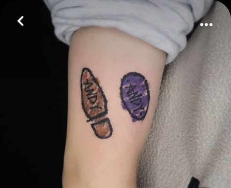 Buzz And Woody Tattoo, Woody Tattoo, Toy Story Tattoo, Buzz And Woody, Matching Best Friend Tattoos, Watercolor Tattoos, Bff Tattoos, Cute Little Tattoos, Jesus Love