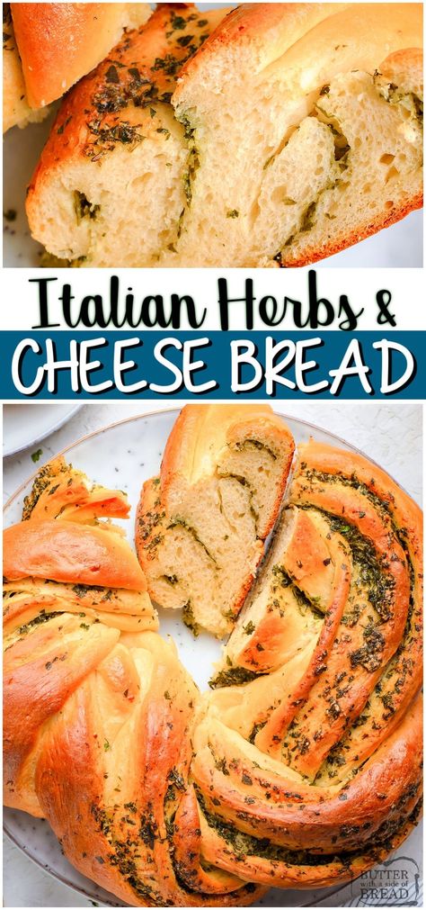 Italian Herbs & Cheese Bread is a soft, easy to make homemade bread bursting with fresh flavors! Herbs and cheese combine in this incredible savory bread recipe. #bread #herbs #cheese #baking #homemade #cheesebread #easyrecipe from BUTTER WITH A SIDE OF BREAD Italian Herbs And Cheese Bread, Prosciutto Bread, Make Homemade Bread, Savory Bread Recipe, Recipe Bread, Best Bread Recipes, Cheese Bread Recipe, Herb Bread, Italian Herbs