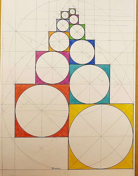 Fibonacci Art, Mathematics Art, Stitched Paper, Walls Decor, Geometrical Shapes, Mc Escher, Circle Quilts, Geometric Drawing, Abstract Geometric Art