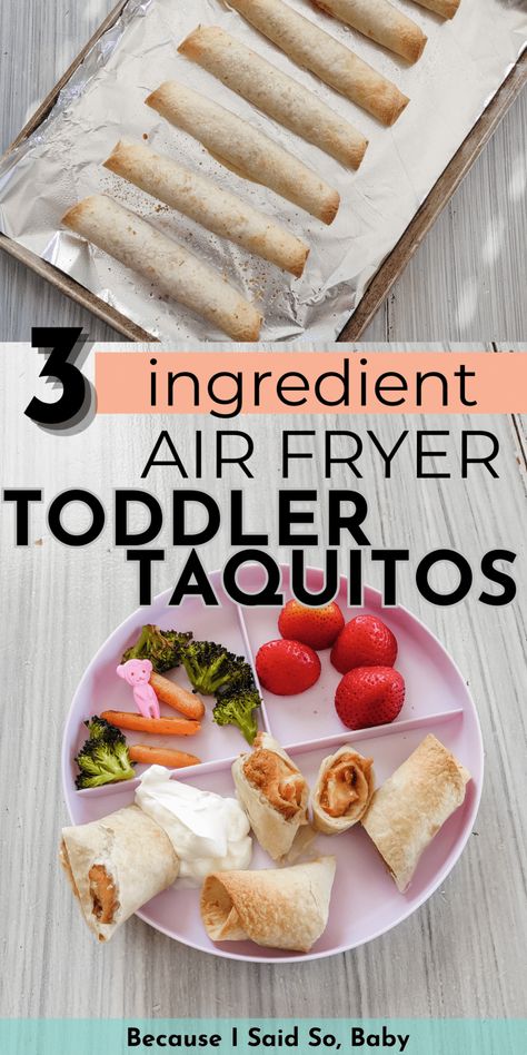 Easy Cheesy 3 Ingredient Baked Taquitos Lunch Toddler Ideas, Toddler Packed Lunch Ideas, Make Ahead Toddler Meals, Quick Toddler Meals, Easy Toddler Dinner, Daycare Snacks, Toddler Dinners, No Heat Lunch, Toddler Lunch Ideas