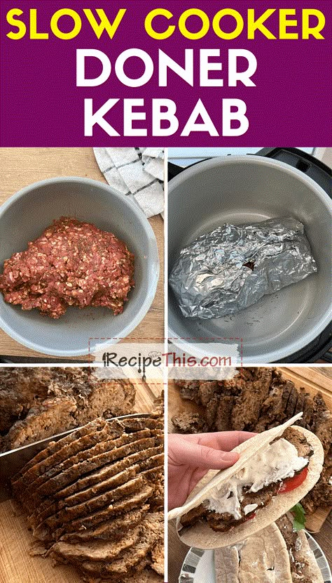 Recipe This | Slow Cooker Doner Kebab Fakeaway Slow Cooker Kebab, Slow Cooker Lamb Kebab, Slow Cooker Doner Kebab, Lamb Doner Kebab Recipe, Turkish Doner Kebab, Donor Kebab Recipe, Fakeaway Kebab, Donair Meat Recipe, Pork Slow Cooker Recipes