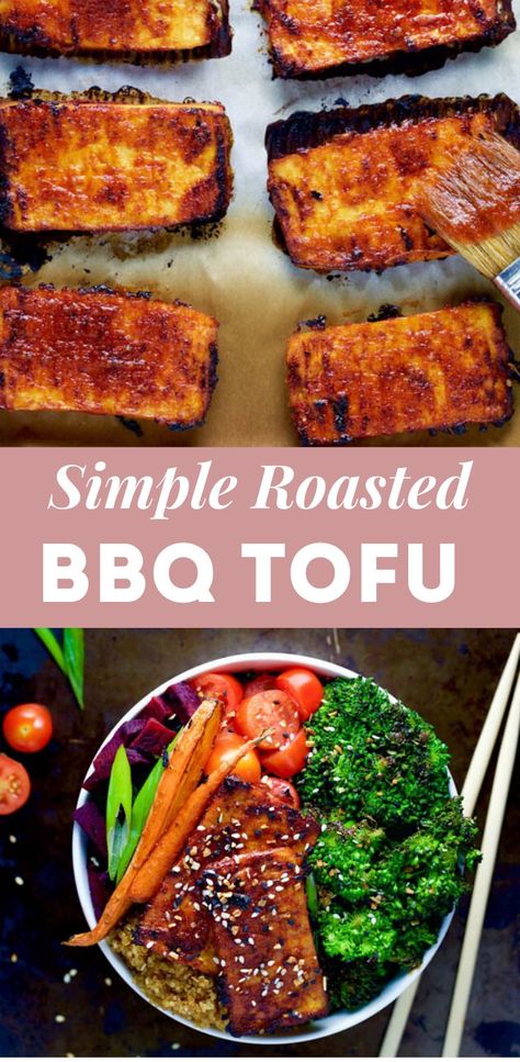 Simple Roasted Barbeque Tofu | This Simple Roasted BBQ Tofu recipe is a delicious, healthy dinner recipe you will love. Add it to a salad bowl with some veggies and quinoa for a satisfying vegan dinner. || Food Heaven Made Easy #vegan #veganrecipes #tofu #healthydinnerrecipes #foodheavenmadeeasy #foodheaven @foodheaven Barbeque Tofu, Vegan Barbeque, Tofu Recipes Healthy, Vegan Bbq Recipes, Vegan Barbecue, Vegetarian Bbq, Bbq Tofu, Tofu Recipes Vegan, Barbeque Recipes