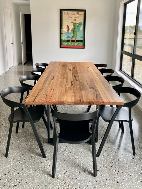 Large 10-seater Recycled Messmate dining table made by Kenney Pierce Timber. #kenneypiercetimber #recycledtimber #recycledtimbersupplier #recycledtimberfurniture #recycledtimbermelbourne #recycledtimberseymour #recycledtimberhealesville #recycledtimber #recycle #sustainability #timber #secondhand #familybusiness #violettown #smallbusiness #hardwood #australiantimber #dining #diningtable Recycled Timber Furniture, Timber Dining Table, Timber Table, Table Tops, Sustainability, Recycling, Dining Table