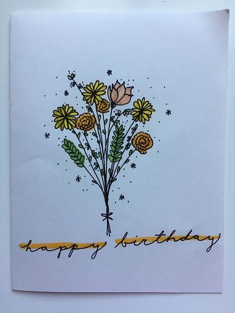 Birthday Card Drawing Ideas, Card Drawing Ideas, Tv Wall Decor Ideas, Happy Birthday Cards Handmade, Happy Birthday Cards Diy, Birthday Card Ideas, Mothersday Cards, Creative Birthday Cards, Flower Birthday Cards