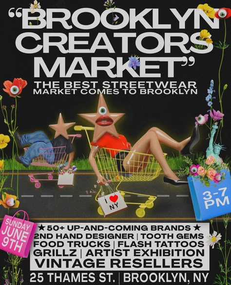 Join us this Sunday 6/9 at Mika Bushwick [25 Thames St., Brooklyn] at the first @brooklyncreatorsmarket pop-up event from [3pm to 7pm]. We have a lot of unreleased jewelry we can’t wait for you to see in person! 💘 Last min tickets are in bio, you’ll need one to attend! 🎟️ Brought to you by @oggemmed @jerseycreatorsmarket! Flyer by @sorrywxrld ✨ #grisényc #popup #nyc #explore #brooklynevents #blackowned #latinx #jewelry #jewelrygram #trending #explorepage Brand Pop Up Event, Pop Up Flyer Design, Vintage Event Poster, Pop Up Store Poster, Pop Up Flyer, Pop Up Poster, Pop Up Shop Flyer, Fundraiser Poster, Popup Shop