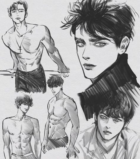 Boy Haircut Ideas, Male Art Reference, Boy Haircut, 강아지 그림, 캐릭터 드로잉, Arte Sketchbook, Extra Mile, Guy Drawing, Realistic Art