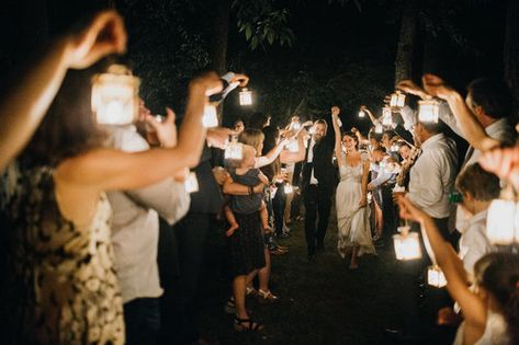 Paper Lantern Wedding Send Off, Mini Lanterns Wedding, Night Time Send Off Wedding, Light Send Off Wedding, Wedding Send Off Lanterns, Wedding Exit Lanterns, Nighttime Wedding Send Off, Wedding Ceremony At Night, Candle Send Off Wedding