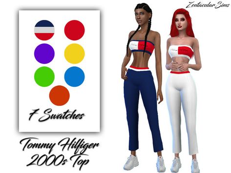 ZentacularSims' Tommy Hilfiger 2000s Top Sims 4 Cc Tommy Hilfiger, Tommy Hilfiger Cotton College Tops, Tommy Hilfiger Sporty Logo Print Tops, Blue Sporty Tommy Hilfiger Tops, Sporty Blue Tommy Hilfiger Top, 2000s Tops, Free Sites, Sims Community, Sims Resource