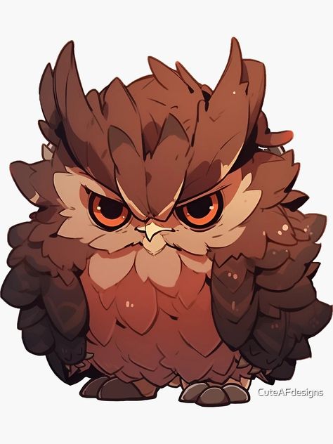 "Grumpy Owlbear cuteAF" Sticker for Sale by CuteAFdesigns | Redbubble Cute Owlbear, Funny Owl Drawing, Owlbear Art, Werewolf Cute, Owlbear Cub, Owl Cute, Witches Familiar, Creature Drawings, Dungeons And Dragons Characters