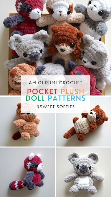 Pocket Plush Collection · 12 Mini Amigurumi Animal Patterns - Sweet Softies Amigurumi Pocket Pals, Pocket Cat Crochet Pattern, Crochet Pocket Amigurumi, Pocket Animals Crochet, Crochet Therapy Toys, Crochet Pocket Amigurumi Free Pattern, Crochet Pocket Buddies, Mini Plush Amigurumi, Crochet Pocket Plushies