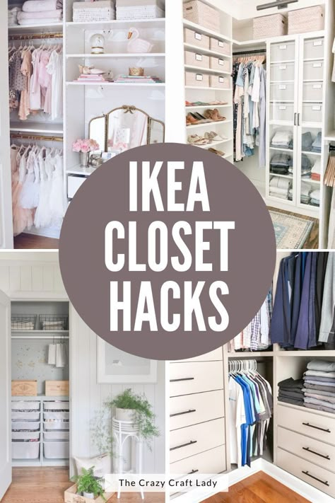 Ikea Closet Hacks, Ikea Kitchen Hacks, Ikea Closet Hack, Ikea Pax Closet, Billy Ikea, Best Ikea Hacks, Organized Closet, Small Closet Space, Ikea Closet