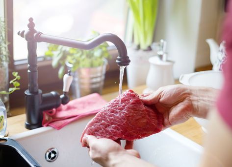 Many readers have asked us “should you wash steak?” For food safety reasons, the USDA doesn’t recommend it. We’ll explain why you shouldn't wash steak before cooking it, then will walk you through how to prepare steak before it hits the grill, skillet, air-fryer, or pan instead. How To Prepare Steak, 30 Minute Dinners, Recipe 30, Steak Seasoning, How To Cook Steak, Food Trends, Breakfast For Dinner, Salsa Verde, Food Safety