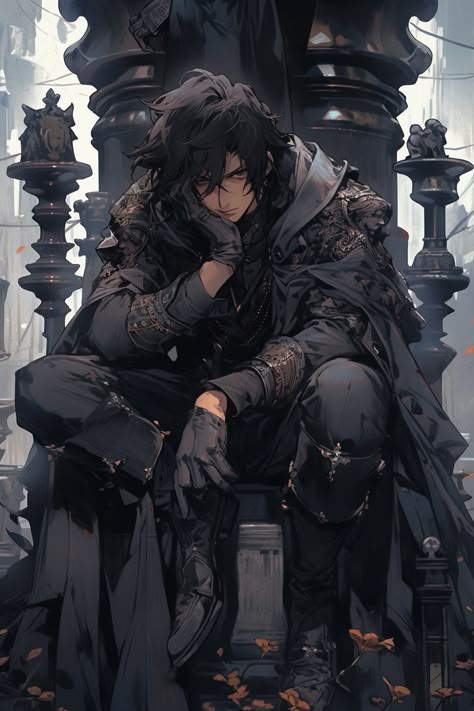 Black chess piece Rook as a human AI art Chess Anime Art, Character Art Male Black Hair, Fantasy Person, Dark Anime Guys, Fantasy Male, Character Design Male, Fantasy Inspiration, Fashion Icon, Dnd Characters