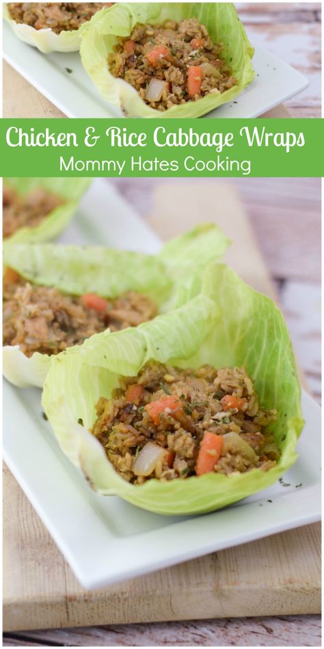 Chicken & Rice Cabbage Wraps - Mommy Hates Cooking Rice Cabbage Rolls, Cabbage Wraps, Chicken Cabbage, Chicken And Cabbage, Paleo Crockpot, Delicious Gluten Free Recipes, Easy Lunch Recipes, Cabbage Rolls, Best Chicken Recipes