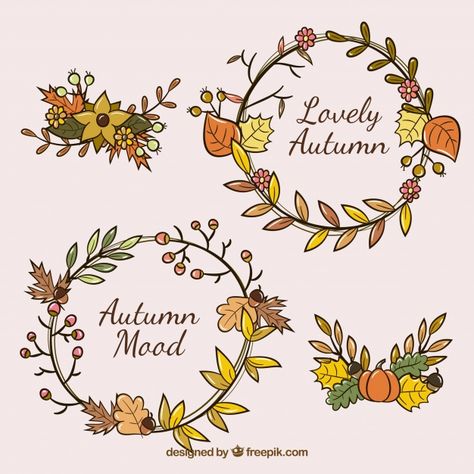 Fall Wreath Illustration, October Journaling, Autumn Sketches, Autumn Doodles, Crown Illustration, Plant Doodle, Fall Drawings, Wreath Illustration, Hand Drawn Cards