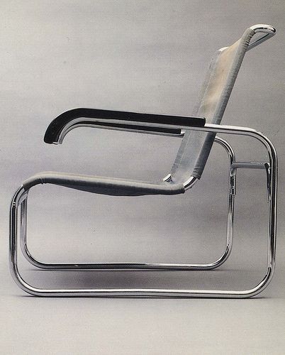 Marcel Breur's chair (1928) reflects the universal appeal movement through its lack of 'decoration' and timeless appeal. The chair strictly follows its function and does not include elements which are not necessary for its purpose. This ideology complements my personal preferences regarding design, which is minimalistic and simple. Marcel Breuer Chair, Breuer Chair, Bauhaus Furniture, Eileen Gray, Metal Chair, Walter Gropius, Ludwig Mies Van Der Rohe, Marcel Breuer, Bauhaus Design