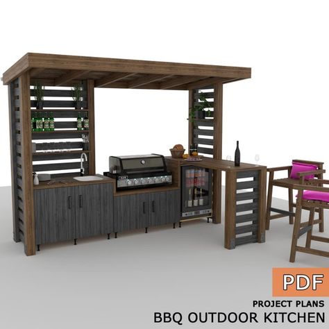 Grill Shed - Etsy UK Grill Diy, Diy Grill, Grill Station, Outdoor Kitchen Plans, Outdoor Bbq Kitchen, Bbq Kitchen, Patio Diy, Diy Outdoor Kitchen, Outdoor Diy