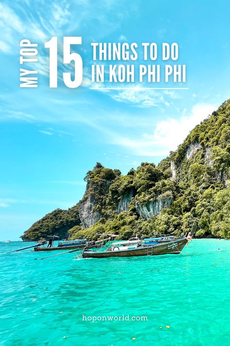 Discover my TOP 15 best things to do in Koh Phi Phi, Thailand! From stunning beaches and crystal-clear waters to vibrant nightlife and epic hikes, my guide covers all the highlights, top attractions and best bits on the island. Best Thailand Islands, Ko Phi Phi Thailand, Phuket Phi Phi Island, Phi Phi Island Thailand, Koh Phi Phi Thailand, Phi Phi Thailand, Thai Beach, Phi Phi Islands, Koh Phi Phi