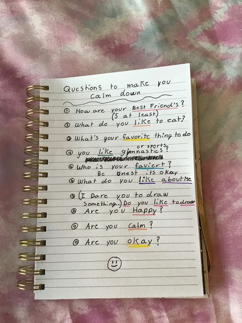 Questiens to make you calm down Things To Draw To Calm Down, Ways To Calm Yourself Down, Things To Help You Calm Down, How To Calm Someone Down Over Text, How To Be A Calmer Person, Things To Do To Calm Down, How To Calm Someone Down, Things To Calm Yourself Down, How To Calm Down When Panicking