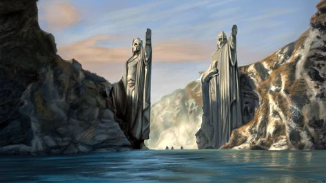 #Statues The Lord Of The Rings fan art Of Isildur and Anarion The Pillars Argonath #Argonat #1080P #wallpaper #hdwallpaper #desktop The Argonath, Lord Of The Rings Tattoo, Alan Lee, Middle Earth Art, Lotr Art, Weta Workshop, Fantasy Places, Jrr Tolkien, The Lord Of The Rings