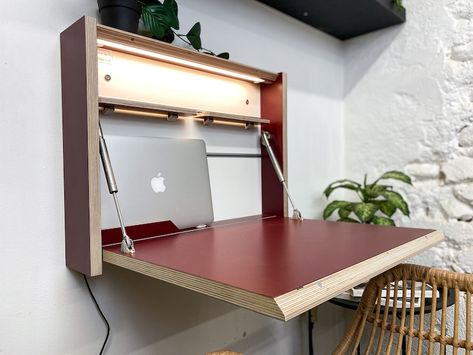 Buy Small Folding Desk Wall Desk Study Drop Down Desk Space Online in India - Etsy Desk Plywood, Desk Space Saving, Folding Study Table, Drop Down Desk, Modern Bureau, Plywood Table, Small Computer Desk, Study Table Designs, Space Saving Desk