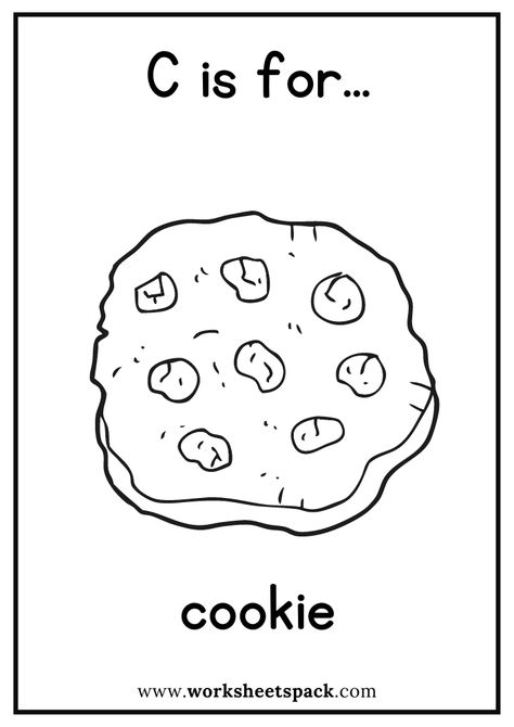 C is for Cookie Coloring Page, Free Cookie Flashcard for Kindergarten - Printable and Online Worksheets Pack Cookie Coloring Pages, C Is For Cookie, Umbrella Coloring Page, Donut Coloring Page, September Preschool, Zoo Animal Coloring Pages, Giraffe Coloring Pages, Airplane Coloring Pages, Snake Coloring Pages