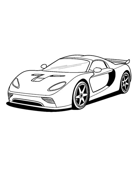 Simple Sports Car Coloring Page - A basic outline of a sleek sports car. Car Coloring Pages Free Printable, Vehicle Coloring Pages, Simple Car Drawing, Race Car Coloring Pages, Buggy Racing, Hot Weels, Racing Car Design, Cars Coloring Pages, Classic Mustang