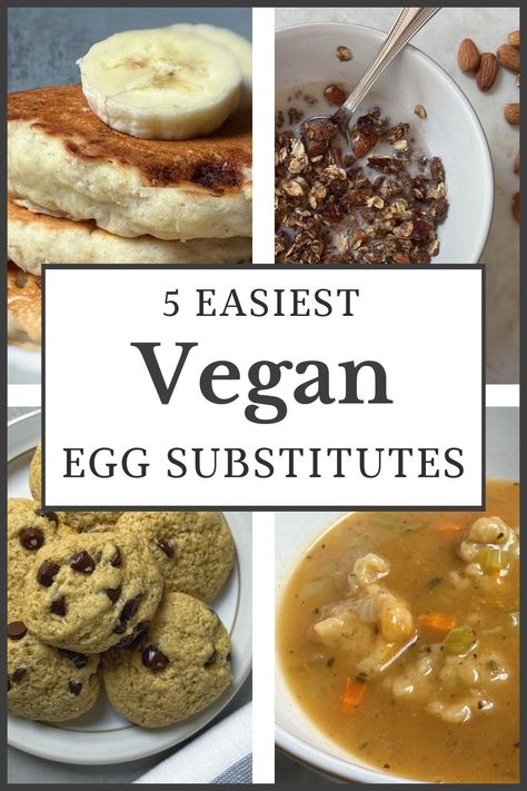 It may be Easter, but you can ditch the eggs 🐣 in your vegan baking with these 5 easy substitutes! Egg Substitutes, Egg Substitute In Baking, Vegan Banana Pancakes, Vegan Egg Replacement, Vegan Egg Substitute, Egg Substitute, Healthy Vegan Diet, Banana Baked Oatmeal, Vegan Egg