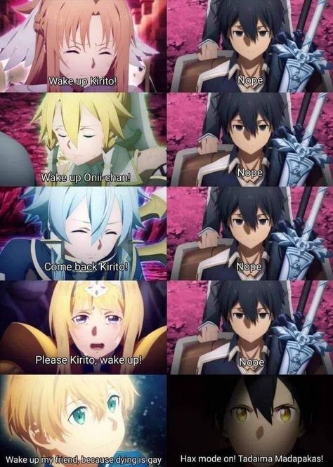 #anime #meme Sao Memes, Sao Anime, The Ancient Magus Bride, Black Clover Manga, Anime Cover Photo, Anime Jokes, Anime Memes Funny, Anime Love Couple, Anime Meme