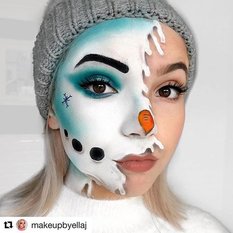 Xmas Makeup, Holloween Makeup, Christmas Eye Makeup, Fluffy Lashes, Christmas Makeup Look, Holiday Makeup Looks, Halloween Makeup Ideas, Face Paint Makeup, Amazing Halloween Makeup