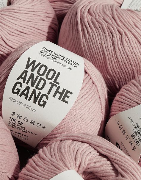 Yarn Product Photography, Nude Pink Aesthetic, Knitting Packaging, Yarn Packaging, Yarn Photography, Spring Knitwear, Wool And The Gang, Pink Yarn, Yarn Projects