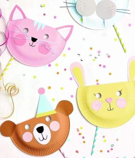 Kids Sewing Crafts, Carnival Crafts, Fun Projects For Kids, Diy Sewing Gifts, Masks Crafts, Animal Crafts For Kids, Animal Activities, Paper Plate Crafts, Animal Masks