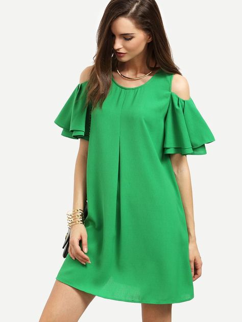 Short Fall Dresses, Trendy Dresses, Green Fashion, Featuring Dress, Simple Dresses, Maternity Clothes, Look Fashion, African Fashion, Green Dress