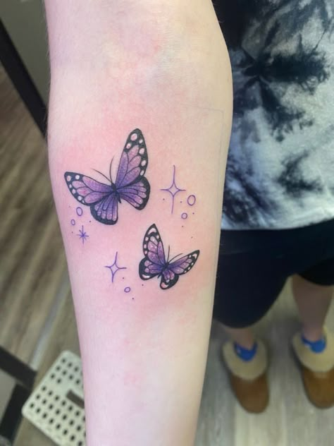 Buttermilk Chicken Tenders, Purple Butterfly Tattoo, Heart With Wings Tattoo, Ankle Tattoo Ideas, Purple Tattoos, Butterfly Hand Tattoo, Flying Tattoo, Pink Tattoo, Small Butterfly Tattoo