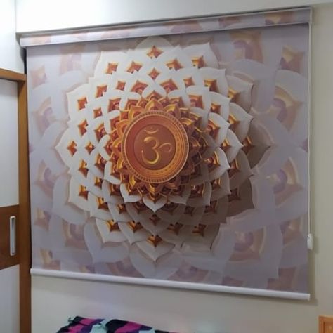 Embossed Customize Printed Rollar Blinds at Shreedhar Sparsh #Vastral. #blinds #customizenlinds #rollarblinds #rollerblinds #homedecor #veerhomedecor Temple Room, Ganapati Decoration, Blinds Design, Pooja Room Door Design, Pooja Room Design, Room Door Design, Pooja Room, Room Door, Pooja Rooms