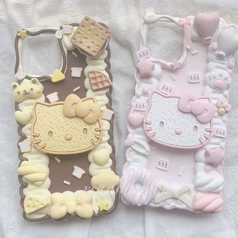 Cream Glue Phone Case Sanrio, Sanrio Decoden Case, Decoden Phone Case Sanrio, Sanrio Decoden, Cream Glue Phone Case, Badge Reels Diy, Diy Resin Phone Case, Decoden Diy, Decoden Case