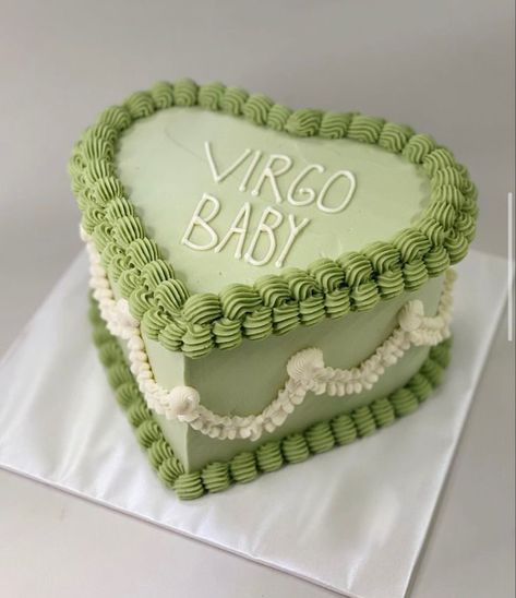 Aesthic Birthday Cakes, Virgo Bday Cake, Virgo Cake Aesthetic, Virgo Cake Ideas, Pieces Birthday Cake, Virgo Birthday Cake, Ugly Cakes, Heart Shaped Cake, Virgo Birthday