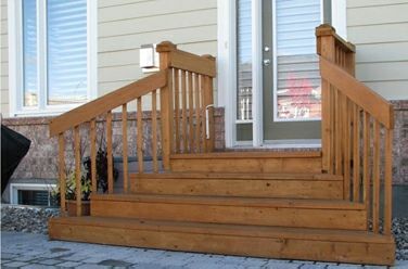 How to Build Wood Handrails for Stairs & Decks | The Homestead ... Front Porch Steps, Porch Stairs, Porch Kits, Deck Steps, Building A Porch, Wooden Porch, Wooden Steps, Porch Steps, Door Steps