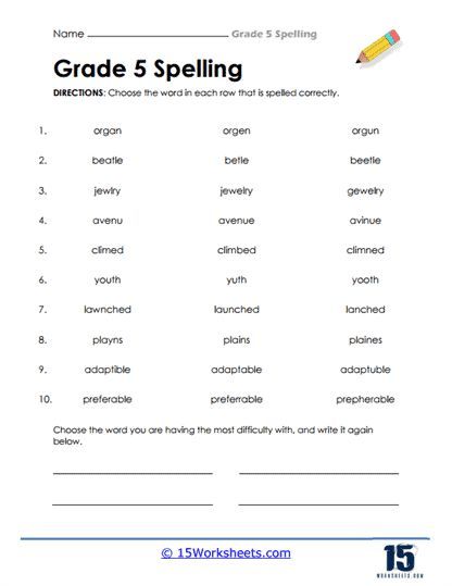 Spelling Challenge: Difficult 5th Grade Spelling Worksheet for Engaging Learning 5th Grade Spelling, Spelling Word Activities, Spelling Word Practice, Difficult Words, Classroom Anchor Charts, Phonics Rules, Spelling Rules, Spelling Worksheets, Word Patterns