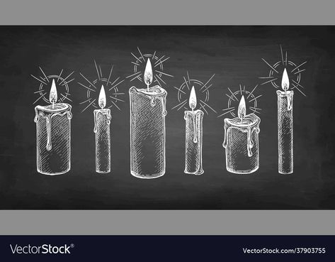 Winter Chalk Art, Chalk Sketch, Chalkboard Art Diy, Christmas Chalkboard Art, Blackboard Background, Window Markers, Candles Burning, Candle Drawing, Wall Inspiration