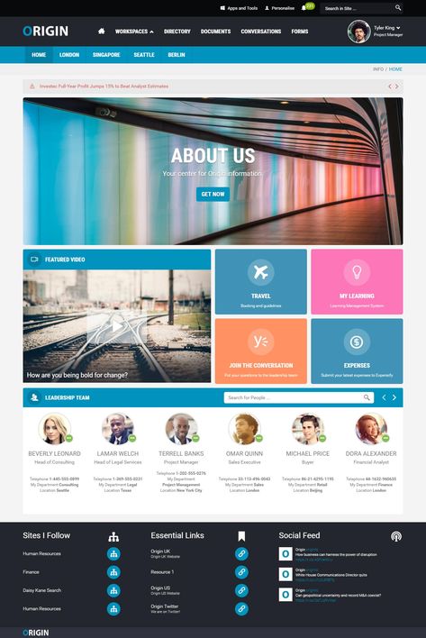 Simple and Engaging Intranet Design Examples to Inspire You Sharepoint Online Design Ideas, Sharepoint Design Templates, Sharepoint Site Design, Sharepoint Site Design Ideas, Share Point Design, Intranet Design Inspiration, Sharepoint Design Ideas, Sharepoint Design, Employee Portal