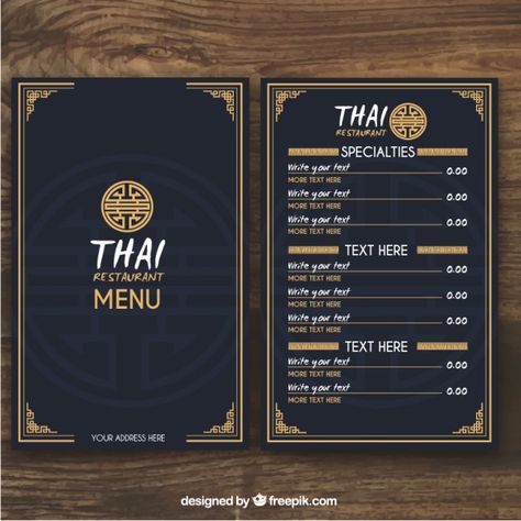 Thai Restaurant Menu, Thai Food Menu, Restaurant Grill, Menu Brochure, Thai Menu, Restaurant Website Templates, Cafe Menu Design, Menu Card Design, Menu Layout