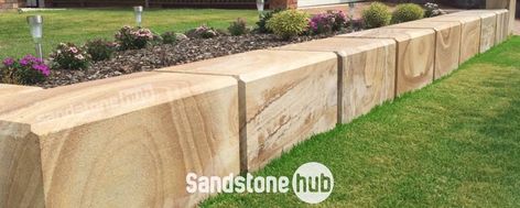 Sandstone Retaining Wall, Sandstone Terrace, Sandstone Landscaping, Sandstone Blocks, Pavers Steps, Pool Fencing Landscaping, Texas Limestone, Sandstone Cladding, Steep Gardens